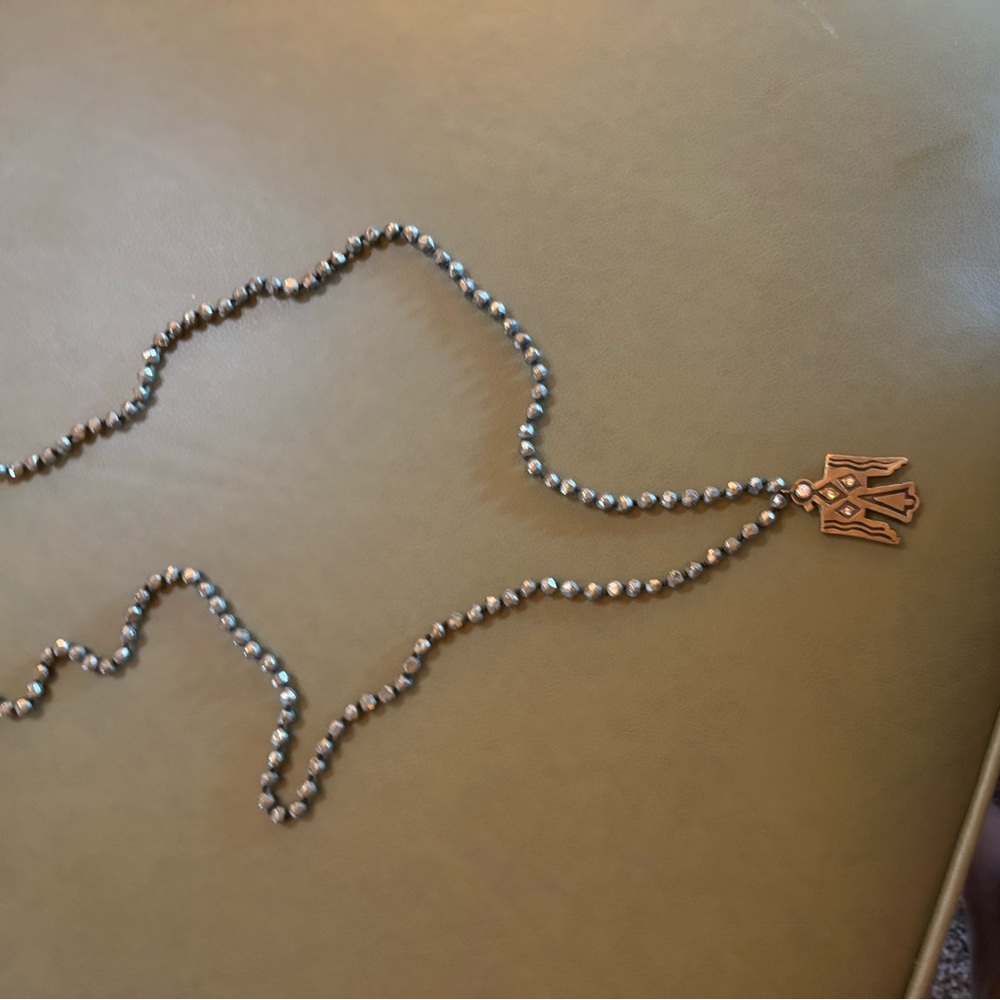 Chic Silver Beaded Necklace with Unique Pendant